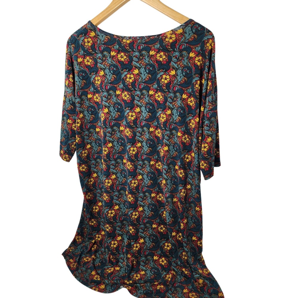 Lularoe Amelia Floral Print Midi Dress 3/4 Sleeve Boat Neck Women's Medium‎